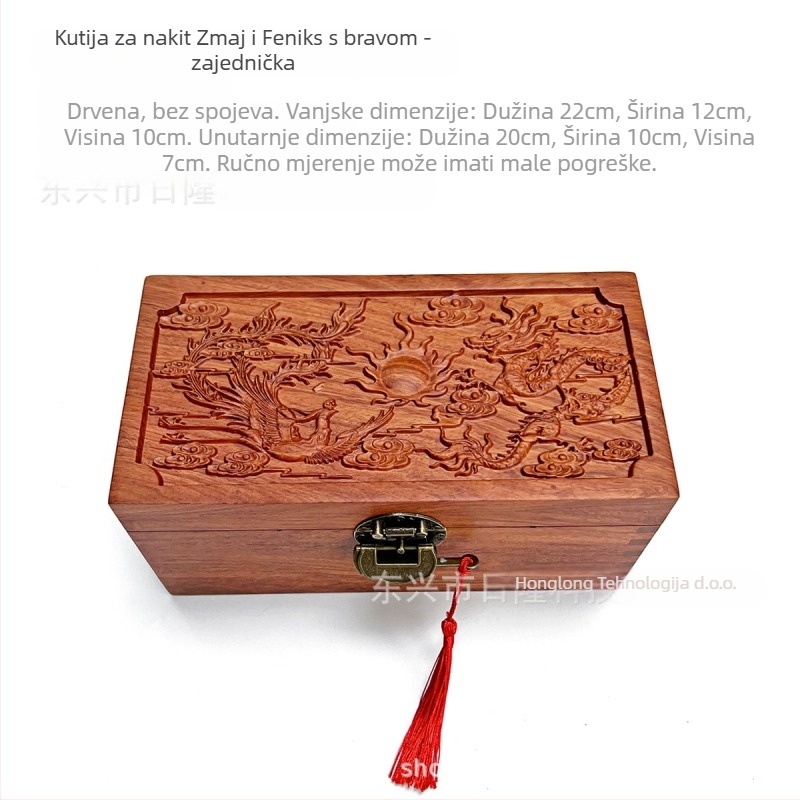 Drvena kutija za nakit s prostorom za ogrlice