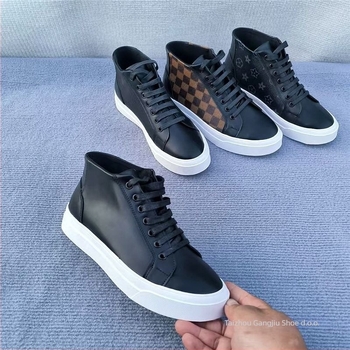 Muške loafers od mikrovlaknaste kože, quilted debela potplat, unutrašnjost od umjetnog pliša, gumena potplat, vezanje – zimska obuća
