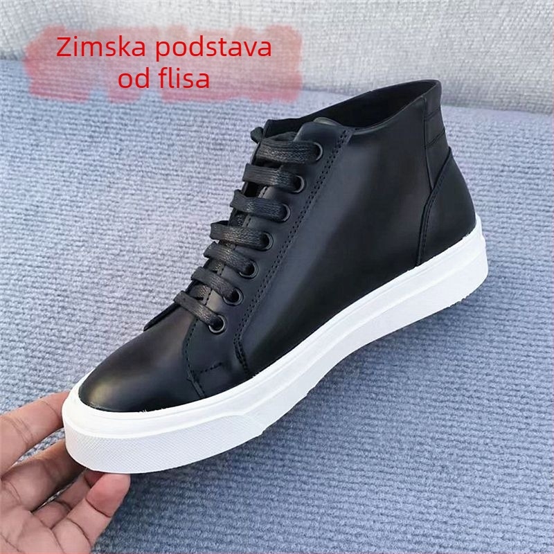 Muške loafers od mikrovlaknaste kože, quilted debela potplat, unutrašnjost od umjetnog pliša, gumena potplat, vezanje – zimska obuća