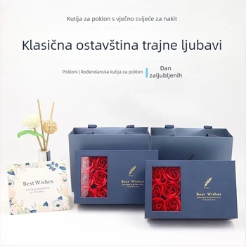 Kutija za nakit za ogrlicu i naušnice — papir/karton materijal, tip pakiranja: kutija, uključuje kutiju s cvjetnom temom i čestitkom