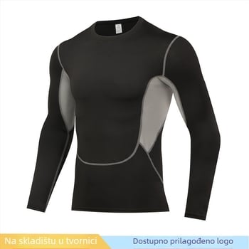 Muški PRO fitness dugi rukav, kompresijski top, brzo sušeći milk silk materijal, vanjski 90% poliester / 10% elastan; podstava 10% elastan; pogodný za košarku, trčanje i jogu.