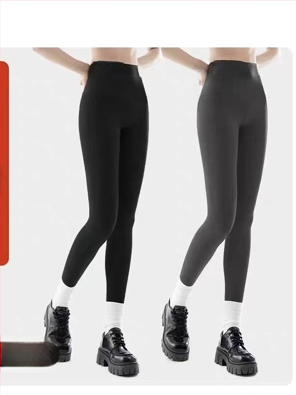 Ženski legging joge, visoki pojas, uski kroj, fleece podstava, Shark Skin tekstura, mješavina najlona/poliamida