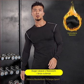 Struggle Clothing Muški dugi rukav trening majica s fleec podstavom za zimu – prozračna, brzo suši, Milk Silk tkanina 90% poliester, podstava 10% spandeks