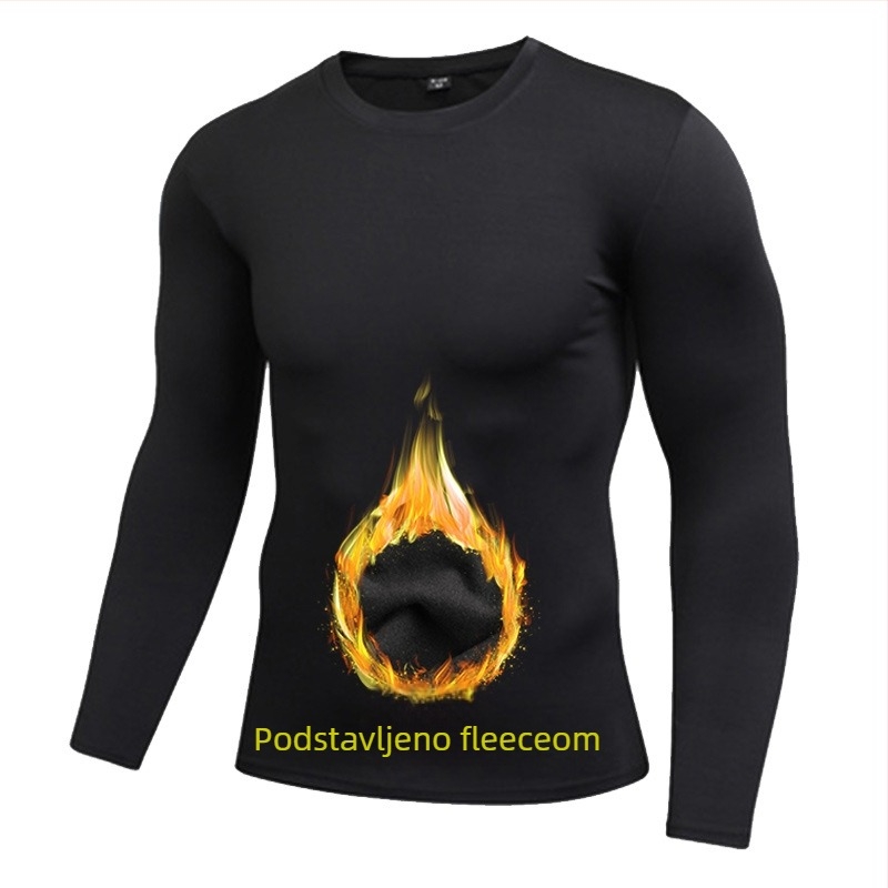 Struggle Clothing Muški dugi rukav trening majica s fleec podstavom za zimu – prozračna, brzo suši, Milk Silk tkanina 90% poliester, podstava 10% spandeks