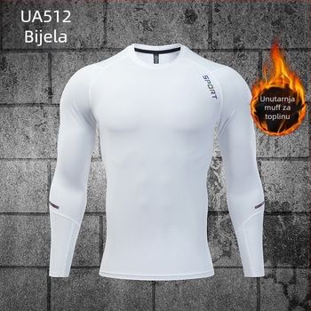 Muški fitness bazni sloj – top s milk silk fleece, 96% poliester, brzo sušenje, elastični za trčanje i košarku