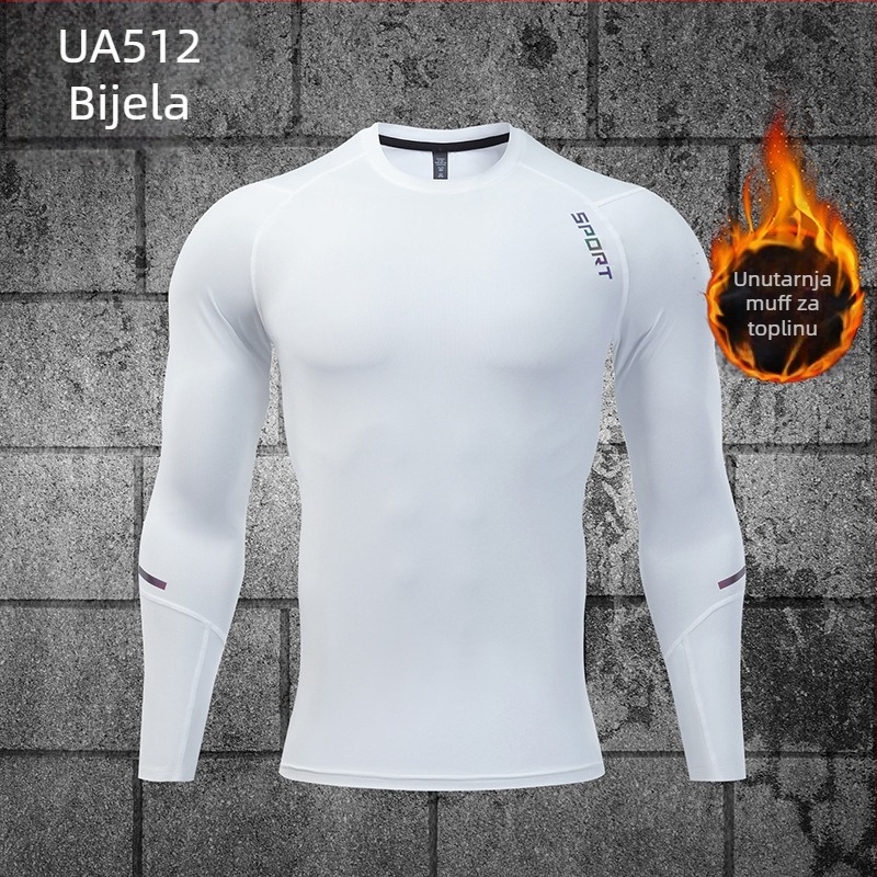 Muški fitness bazni sloj – top s milk silk fleece, 96% poliester, brzo sušenje, elastični za trčanje i košarku