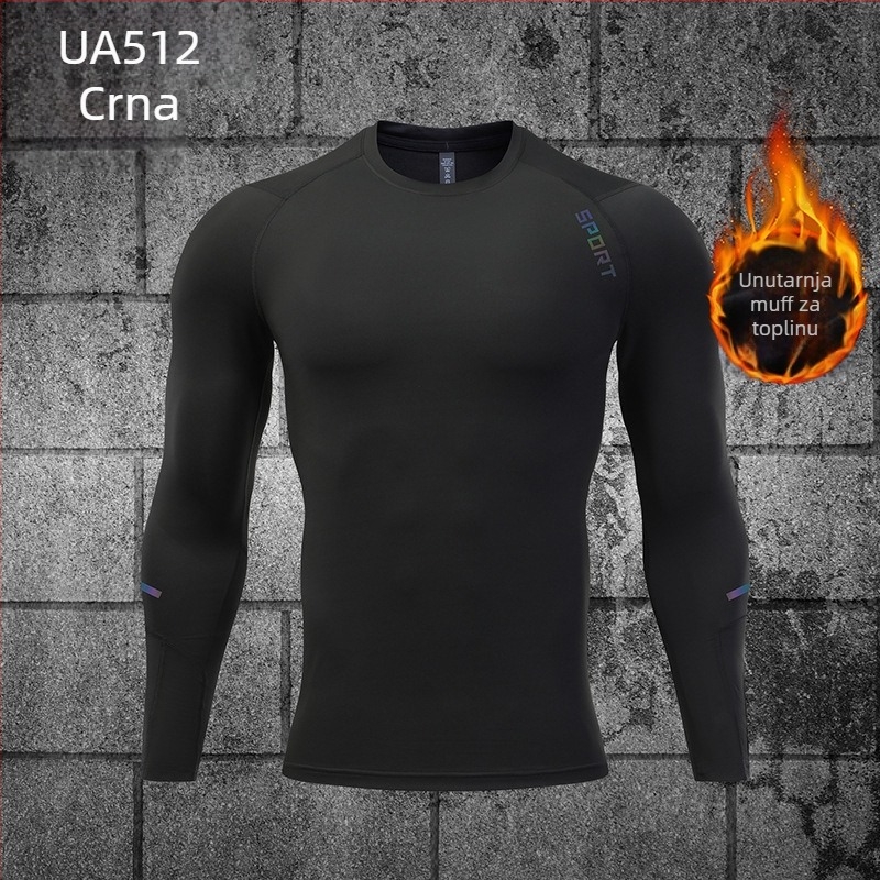 Muški fitness bazni sloj – top s milk silk fleece, 96% poliester, brzo sušenje, elastični za trčanje i košarku