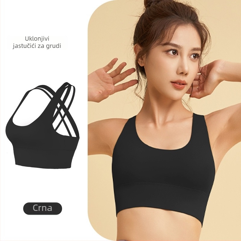 Ženski sportski grudnjak, bez šavova, 3/4 košarica, srednje oblikovane košarice, fiksni dvostruki naramenici, stražnje zatvaranje s četiri reda kopči