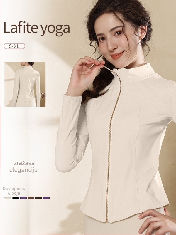 Ženski sportski komplet za jogu i vožnju biciklom sa stojećim ovratnikom, uskim krojem, brzo sušećim materijalom