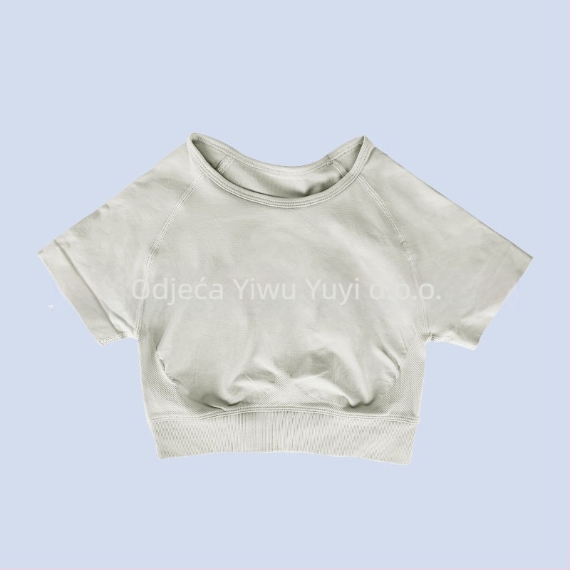 Ženski bezšivni kratki rukav za jogu, sportski top, odvodi vlagu, najlon-spandeks (90/10), uski kroj, Yuji Yj-dx01, Ljeto 2025