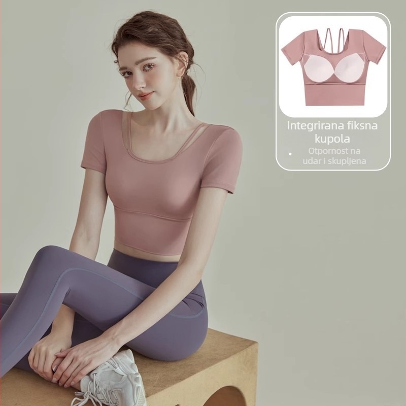 Ženski yoga komplet – dugi rukav, za fitness i treninge; tkanina: Corduroy; sastav: lan