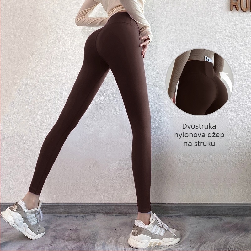 Ženske uske fitness hlače – Jednobojni uzorak, Polyester-mješavina (82,5% poliestera), podstava od poliestera; Pogodno za trčanje, fitness i vožnju bicikla