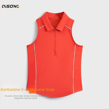 Ženski bezrukavni top za jogu - uski kroj, 84% poliester / 16% elastan, s umetkom za grudnjak, pogodna za jogu, fitness, tenis i košarku, proljeće-ljeto 2025