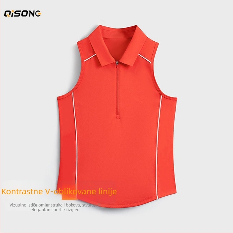 Ženski bezrukavni top za jogu - uski kroj, 84% poliester / 16% elastan, s umetkom za grudnjak, pogodna za jogu, fitness, tenis i košarku, proljeće-ljeto 2025