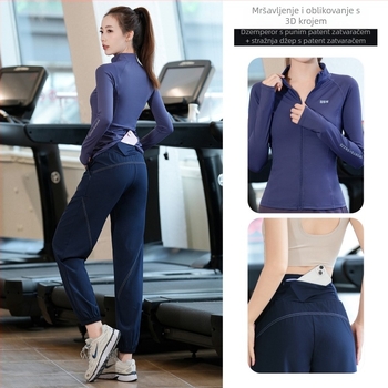 Ženski jesensko-zimski fitness set s dugim rukavima, brzo se suši Milk Silk materijal za trčanje i jogu