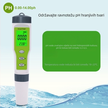 Prijenosni pH mjerač sa staklenom sondom, model TPH01137, raspon 0.01-14.00 pH, napajanje 1.5V, marka Craftsman hall