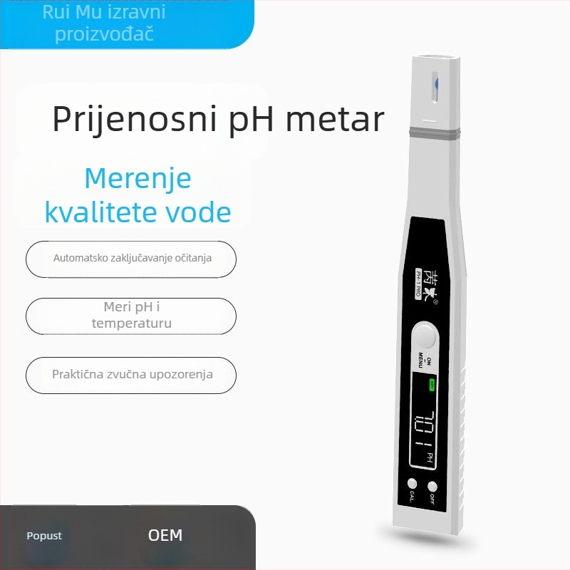 Prenosni pH metar u olovku za industrijske otpadne vode, zaslon u boji, digitalni prikaz, inteligentan, visoka preciznost