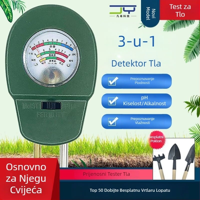 Test za tlo s vrijednošću pH, hranjivim tvarima i vlagom za cvijeće i lončanice