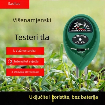 Tester tla za kućnu upotrebu s vlagomjerom, pH i temperaturom — senzor tla
