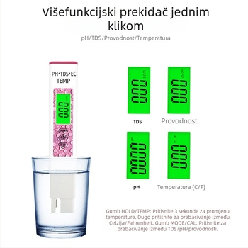 Višestruki analizator kvalitete vode s mjerenjem pH, točnost 0,01 pH, rezolucija 1 ppm, napajanje 3 V MF-01