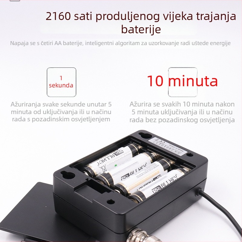 Little Az8605 zidni pH mjerač vode za akvarij s vanjskim senzorom i termometrom