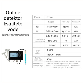Online analizator kvalitete vode s TDS, EC i pH – višenamjenski tester za bazene i akvarije