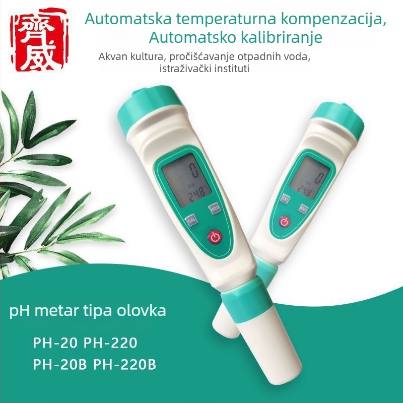 Qiwei PH-220 pH mjerni alat u obliku olovke, s elektodom i bufer otopinom, s osvijetljenim digitalnim zaslonom za mjerenje pH