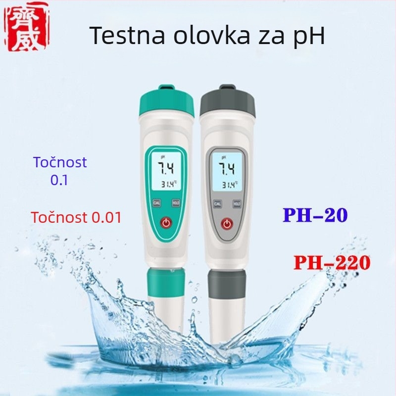 Qiwei PH-220 pH mjerni alat u obliku olovke, s elektodom i bufer otopinom, s osvijetljenim digitalnim zaslonom za mjerenje pH