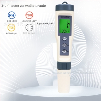 Prijenosni analizator kvalitete vode, mjerenje pH, raspon 0.00-14.00, točnost 0.01, napajanje 3x1.5V, model EC016BL