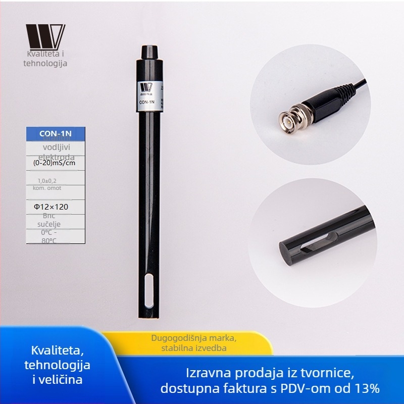 Laboratorijski pH mjerač s grafitnom elektrodom CON-1N, digitalni zaslon, raspon mjerenja 0–20 mS/cm, konstanta elektrode 1.0±0.2, sučelje BNC