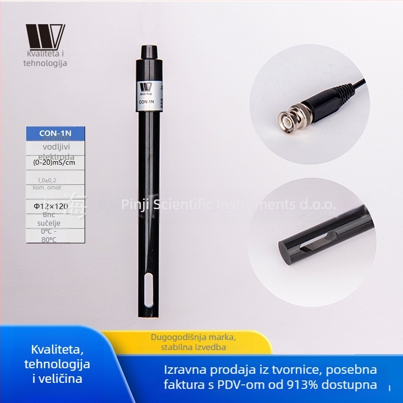 Laboratorijski pH mjerač s grafitnom elektrodom CON-1N, digitalni zaslon, raspon mjerenja 0–20 mS/cm, konstanta elektrode 1.0±0.2, sučelje BNC