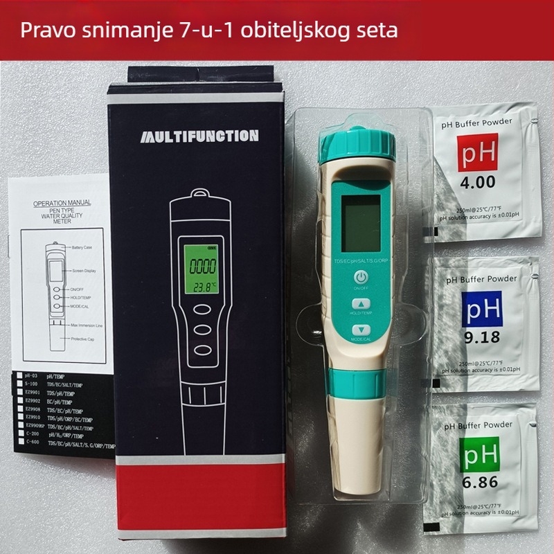 Prijenosni analizator kvalitete vode MDW7L: raspon pH 0–14, točnost 0,05, napajanje 3×1,5 V