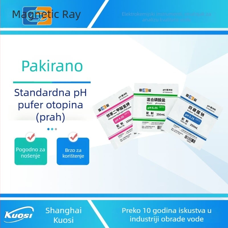 Pakirani pH-standardni buffer u prahu (pH 4.00, 6.86, 9.18) za laboratorijsku upotrebu