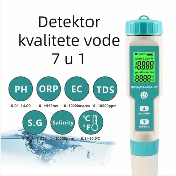 Prijenosni analizator kvalitete vode, model C-600; raspon pH 0–14, točnost pH 0,01; Napajanje: 3×1,5V