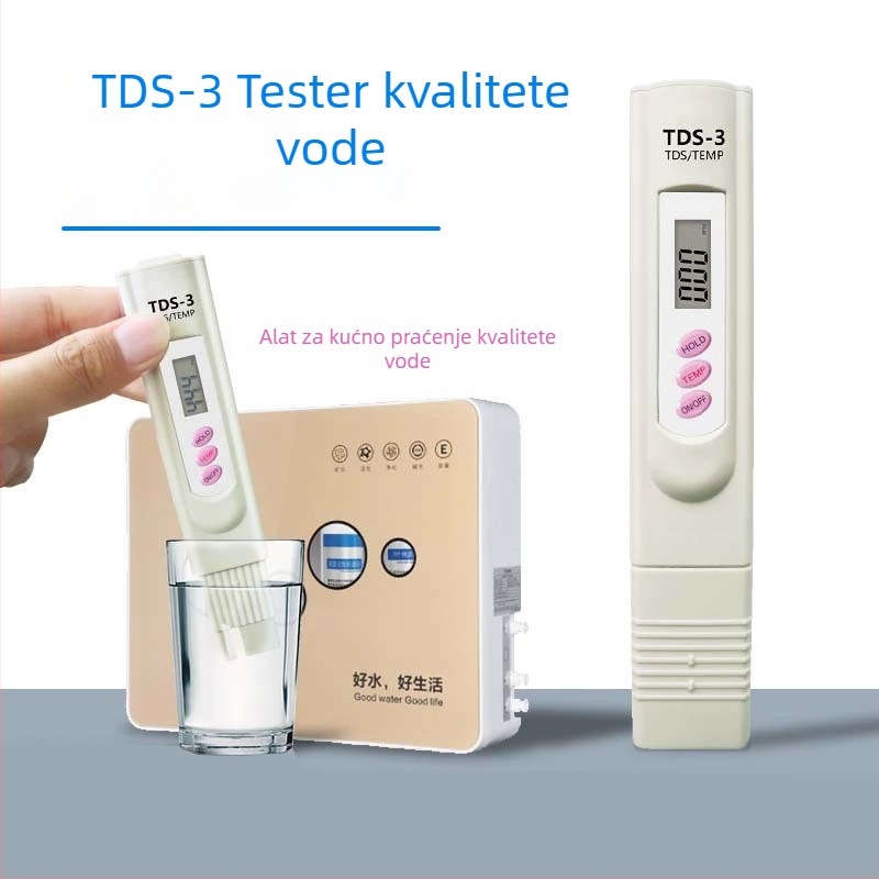 Prijenosni analizator kvalitete vode - mjerenje pH i ukupne tvrdoće, raspon 0-9999 ppm / 1-14 pH / 0-9999 mS/cm, napajanje 3V, model RWtds02
