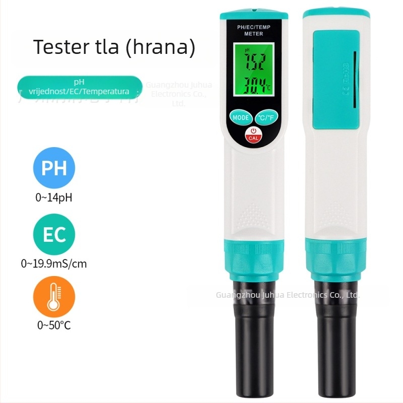 PH-2024 3-u-1 mjerni uređaj za tlo: pH, temperatura i slanost za tlo, tijesto, voće, povrće, meso i kreme
