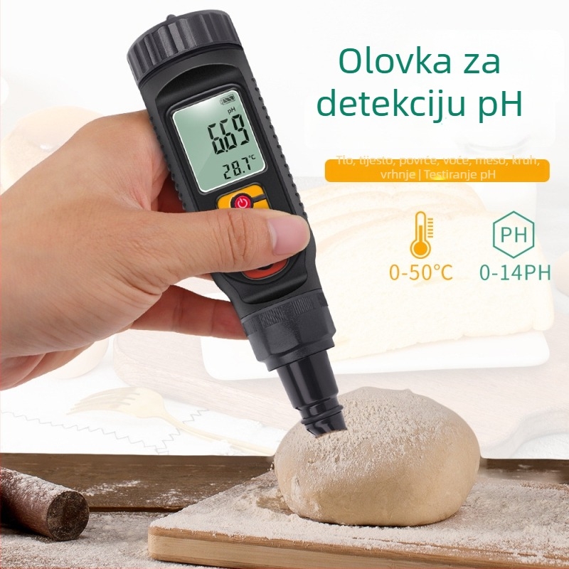 Vodootporni pH mjerač u obliku olovke s visokopreciznim termometrom i sondom za testiranje tijesta, tla i hrane