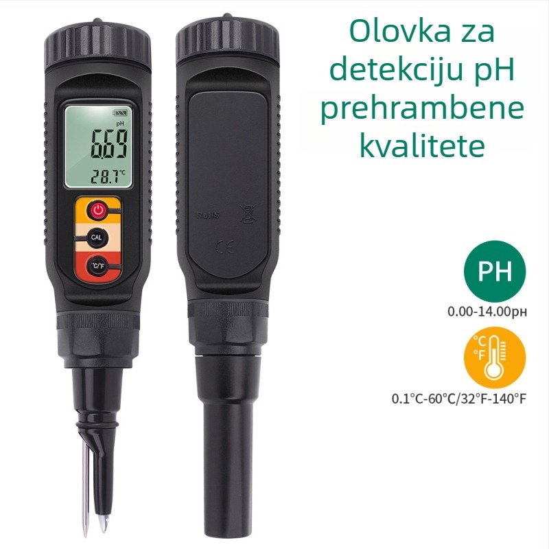 Vodootporni pH mjerač u obliku olovke s visokopreciznim termometrom i sondom za testiranje tijesta, tla i hrane