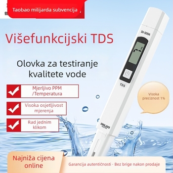 Prijenosni TDS tester kvalitete vode Delixi Electric, model DECEMDI509A, raspon 0-5000 ppm