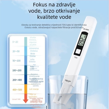 Prijenosni TDS tester kvalitete vode Delixi Electric, model DECEMDI509A, raspon 0-5000 ppm