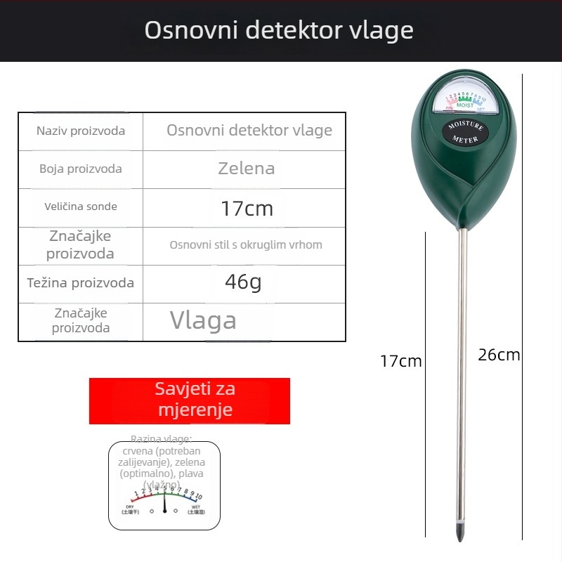 Senzor pH tla s mjeračem vlage i senzorom hranjivih tvari — model Hj00001009