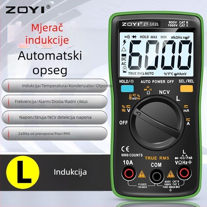 ZT-102L automatski raspon LCR multimetar s 60H induktivnošću, visoka preciznost mjerenja kapaciteta i temperature