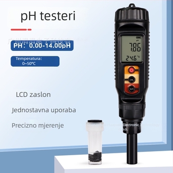 Prijenosni plosnati pH mjerač za tijesto i tlo, raspon pH 0-14, točnost 0.01 pH, temperatura 0-50°C, model PH875, Trickle