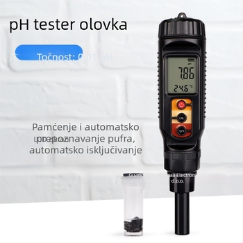 Prijenosni plosnati pH mjerač za tijesto i tlo, raspon pH 0-14, točnost 0.01 pH, temperatura 0-50°C, model PH875, Trickle