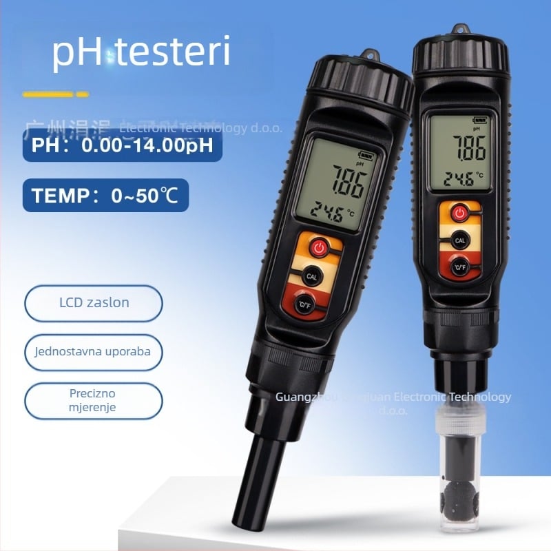 Prijenosni plosnati pH mjerač za tijesto i tlo, raspon pH 0-14, točnost 0.01 pH, temperatura 0-50°C, model PH875, Trickle