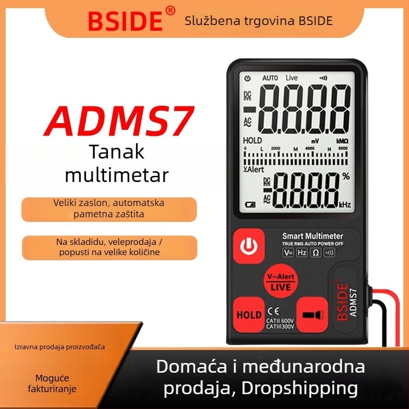 BSIDE ADMS7 digitalni multimetar – visoka preciznost, potpuno automatsko, zaštita od izgaranja, digitalni zaslon, univerzalni mjerni instrument