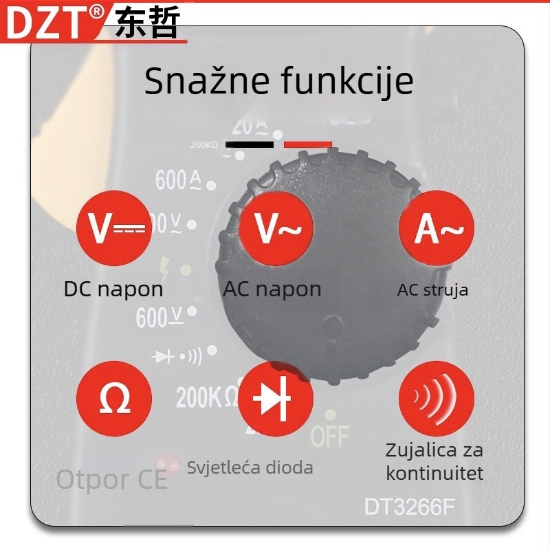 DT3266F Višestrani kliještni multimetar visoke preciznosti s automatskim digitalnim zaslonom, mjerenje napona, struje i otpora