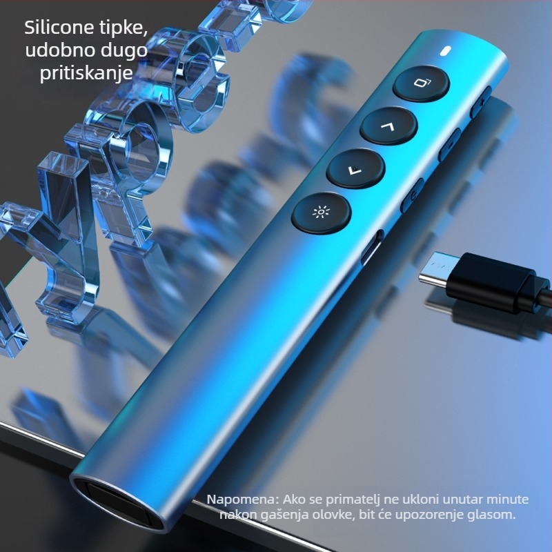 Dvojalaserni bežični pero za ploču – aluminijsko tijelo, Bluetooth/2.4G, 650 nm laser, trajanje baterije >20 h, model Ph600-dg-r