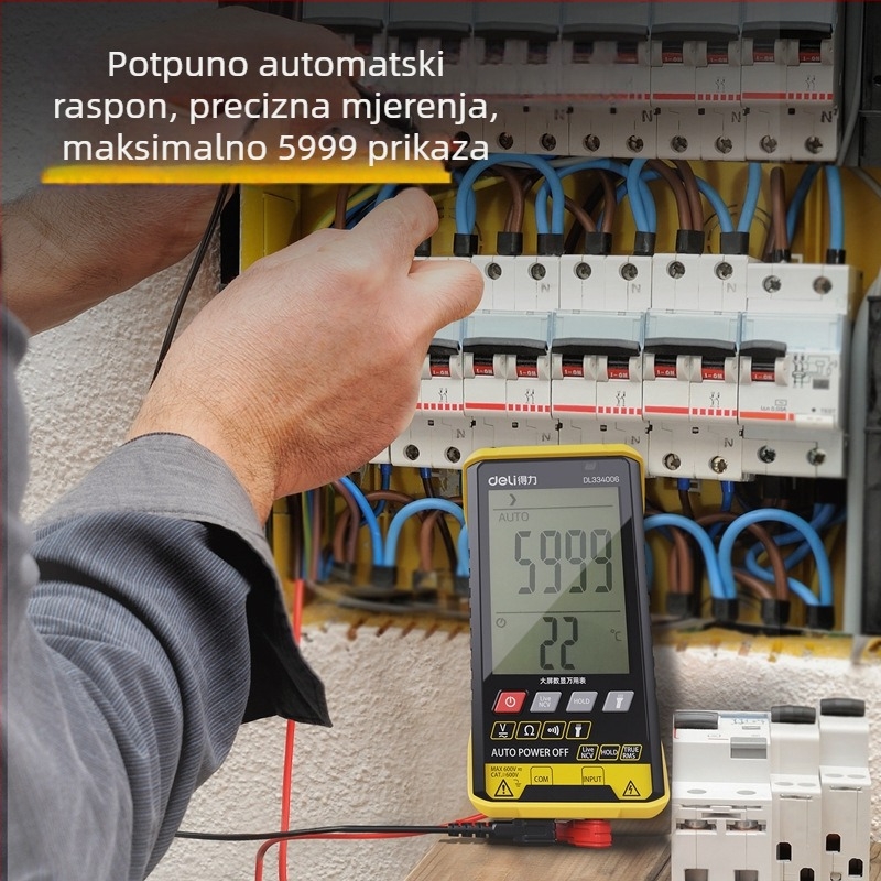 Deli multimetar s velikim zaslonom, 5999 znamenki, tri u jednom, CAT III, profesionalna upotreba