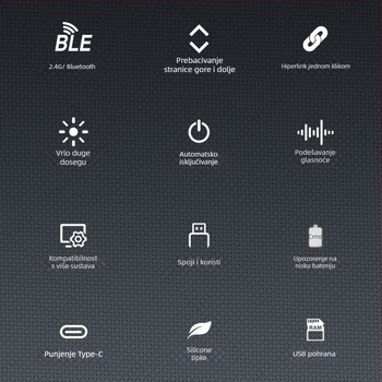 Bežični pokazivač za podučavanje i PPT olovka od aluminijske legure, Bluetooth/2.4G, domet lasera 100 m, valna duljina 650 nm, baterija 180 mAh